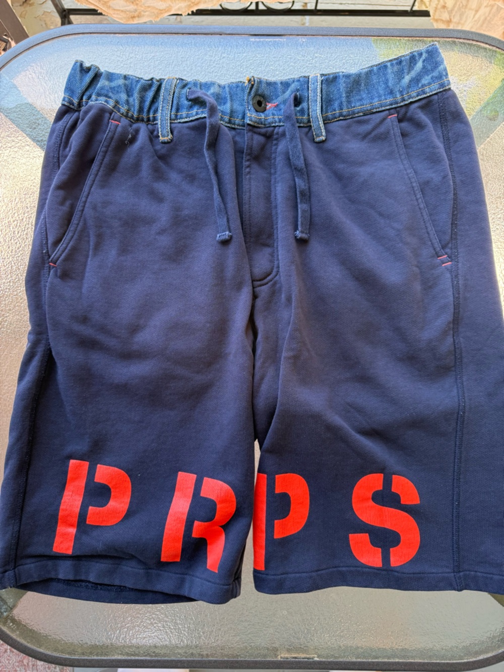 PRPS Navy Athletic Shorts with Red Logo